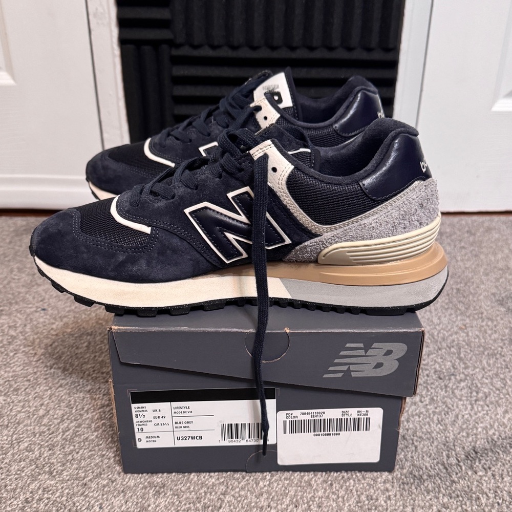 New Balance by J. Crew, 574 Legacy size 8.5 men’s in blue grey